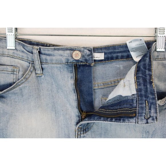 KanCan Los Angeles Skirt Women 5 / 26 Blue Distressed Denim Raw Hem Mini Casual - Picture 5 of 13